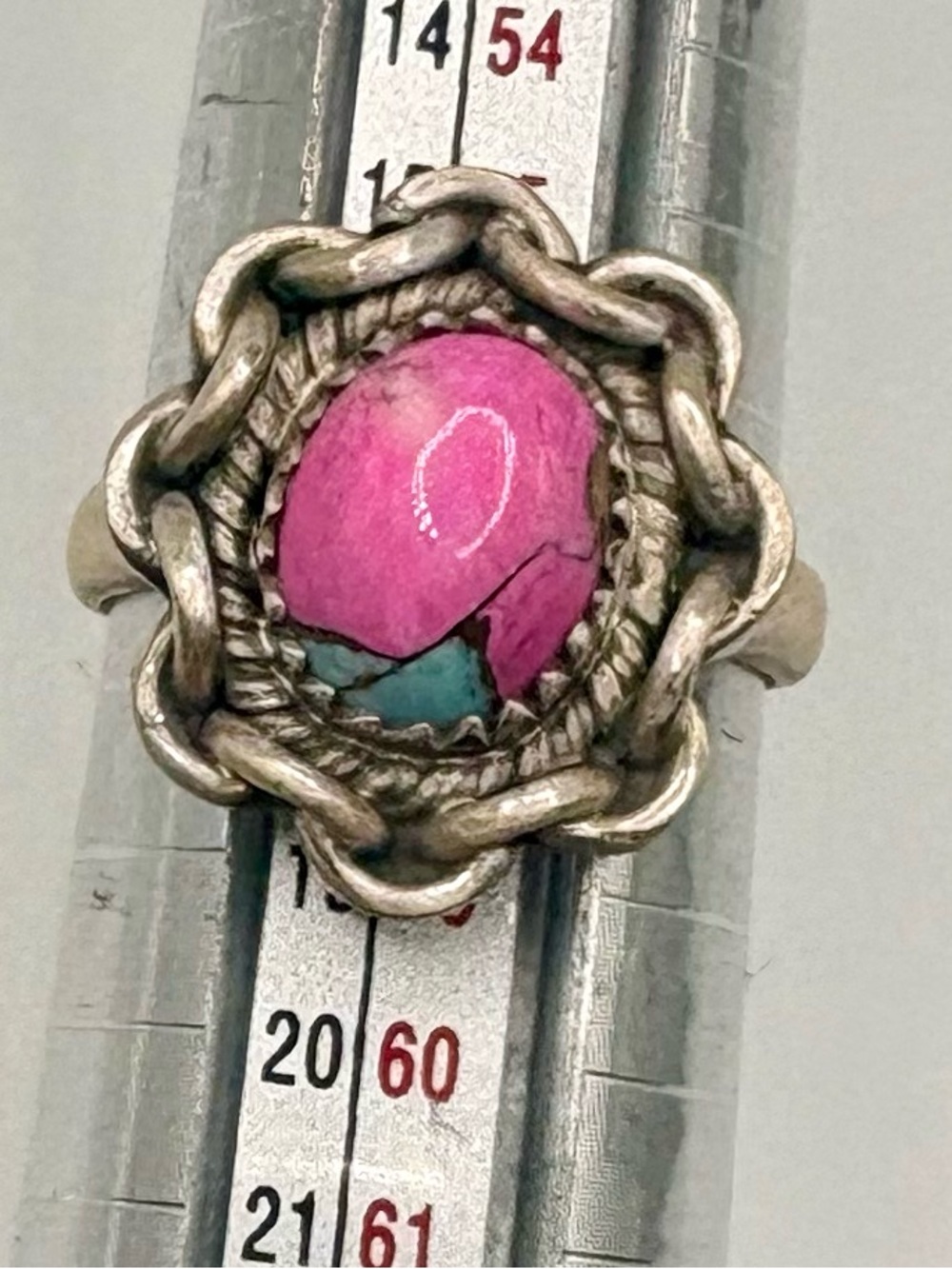 NWT Artisan Sterling Silver Cotton Candy Turquoise Ring Adjustable - Picture 12 of 14